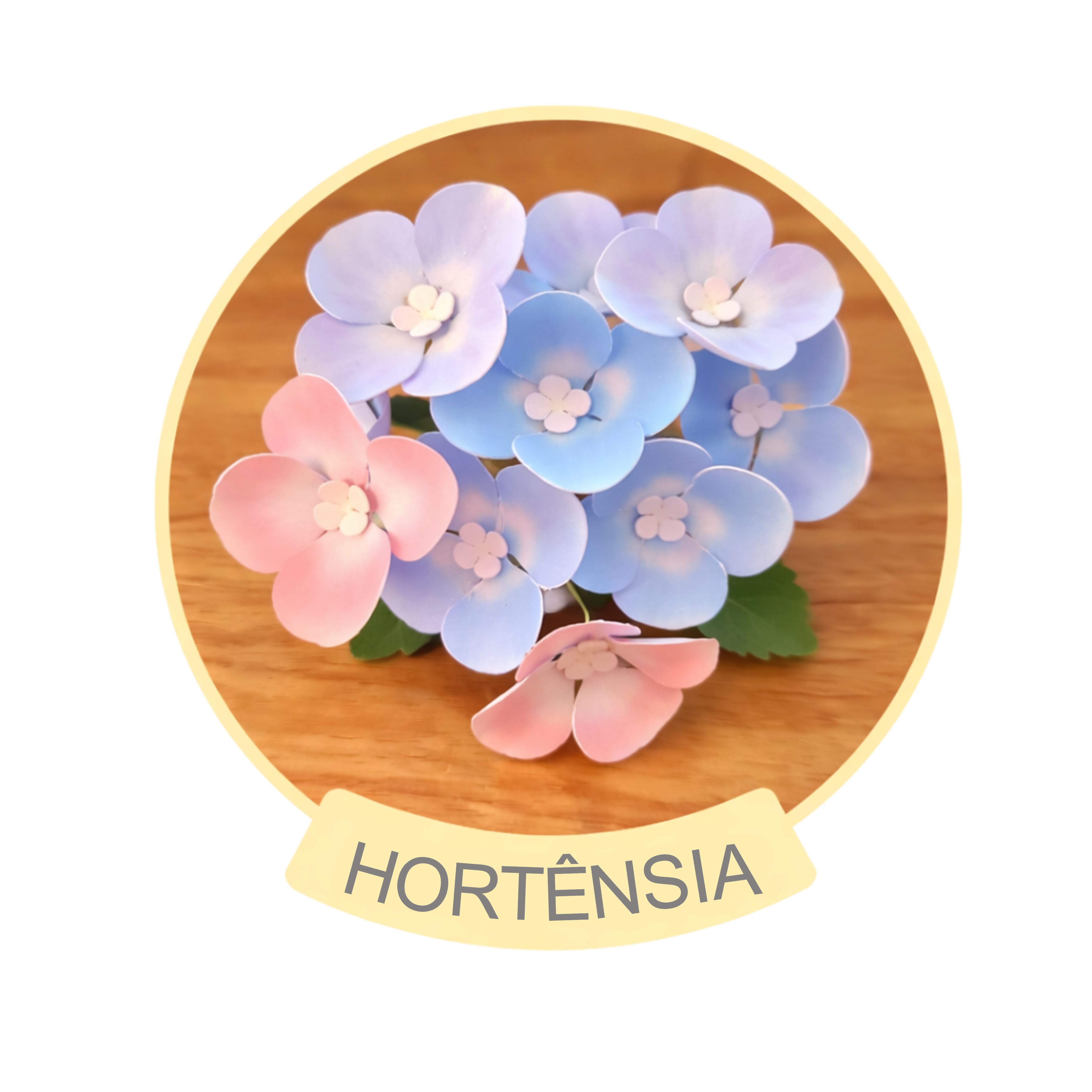 Flor Hortênsia- Arquivos para Impressão e Recorte com Pinturas Digitais...